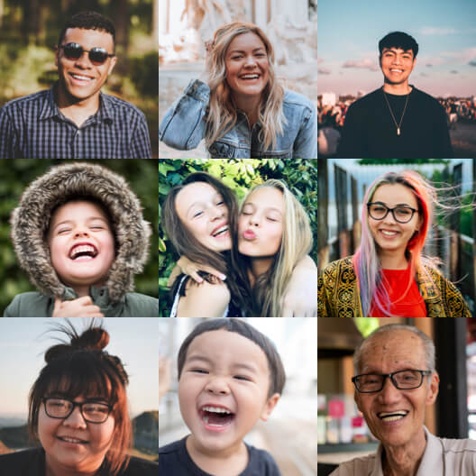 group card showing multiple people making videos for a birthday card